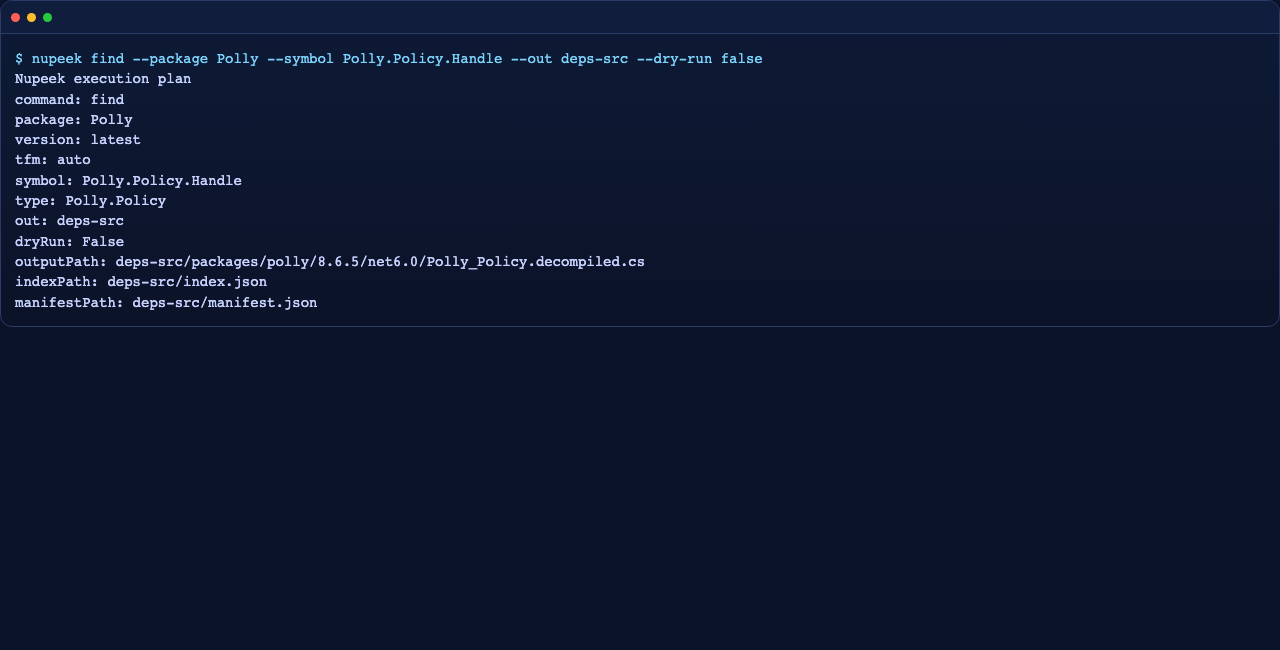 Nupeek find command output screenshot